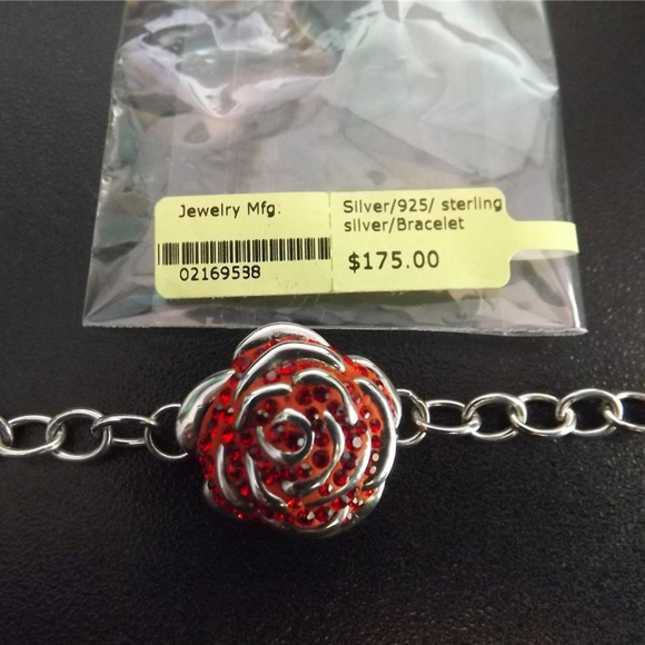 DESIGNER ROMANTIC ROSE PINK CRYSTALS SOLID .925 STERLING SILVER EARRINGS**NEW! - Picture 4 of 4